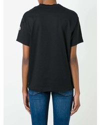 T-shirt girocollo a fiori nera di Moncler