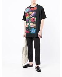 T-shirt girocollo a fiori nera di Yohji Yamamoto