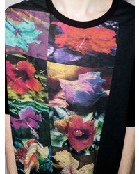 T-shirt girocollo a fiori nera di Yohji Yamamoto