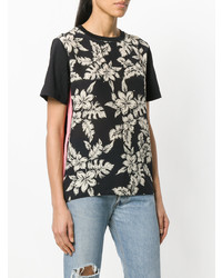 T-shirt girocollo a fiori nera di Moncler