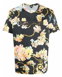 T-shirt girocollo a fiori nera di Just Cavalli
