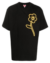 T-shirt girocollo a fiori nera di Kenzo