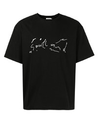 T-shirt girocollo a fiori nera di Soulland