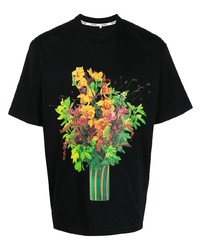 T-shirt girocollo a fiori nera di Sunnei