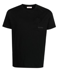 T-shirt girocollo a fiori nera di Valentino Garavani