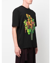 T-shirt girocollo a fiori nera di Sunnei