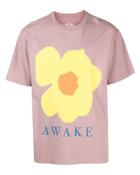T-shirt girocollo a fiori rosa di Awake NY