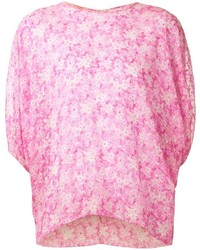 T-shirt girocollo a fiori rosa di Giambattista Valli