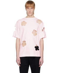 T-shirt girocollo a fiori rosa di Simone Rocha