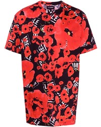 T-shirt girocollo a fiori rossa di Les Hommes