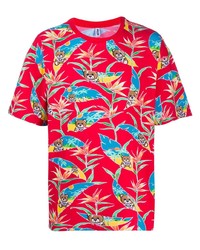 T-shirt girocollo a fiori rossa di Moschino