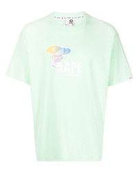 T-shirt girocollo a fiori verde menta di AAPE BY A BATHING APE