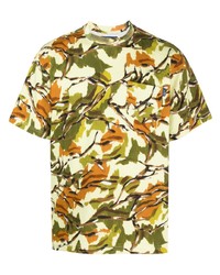 T-shirt girocollo a fiori verde oliva di Awake NY