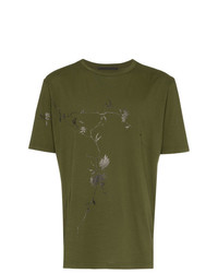 T-shirt girocollo a fiori verde oliva di Haider Ackermann