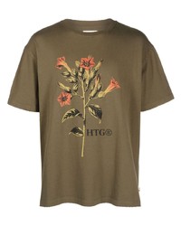 T-shirt girocollo a fiori verde oliva di HONOR THE GIFT