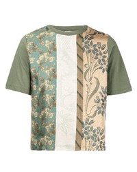 T-shirt girocollo a fiori verde oliva di Pierre Louis Mascia