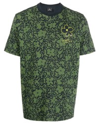 T-shirt girocollo a fiori verde oliva di PS Paul Smith