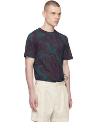 T-shirt girocollo a fiori verde scuro di Dries Van Noten