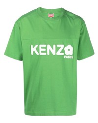 T-shirt girocollo a fiori verde di Kenzo