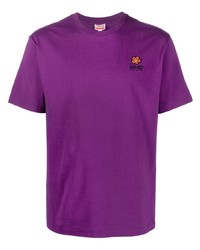 T-shirt girocollo a fiori viola melanzana di Kenzo