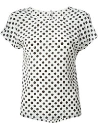 T-shirt girocollo a pois bianca e nera di Dolce & Gabbana