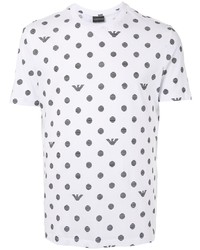 T-shirt girocollo a pois bianca e nera di Emporio Armani