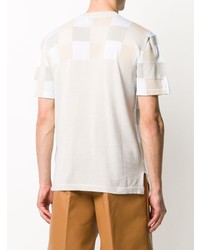T-shirt girocollo a quadri beige di MAISON KITSUNÉ