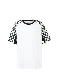 T-shirt girocollo a quadri bianca e nera