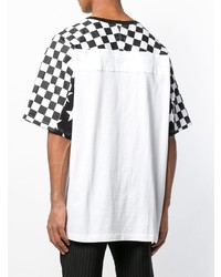 T-shirt girocollo a quadri bianca e nera di Facetasm