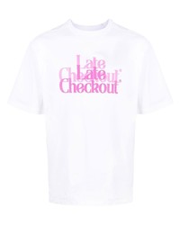 T-shirt girocollo a quadri bianca di Late Checkout