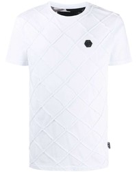 T-shirt girocollo a quadri bianca di Philipp Plein