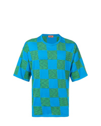 T-shirt girocollo a quadri blu