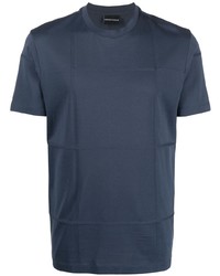 T-shirt girocollo a quadri blu scuro di Emporio Armani