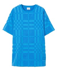 T-shirt girocollo a quadri blu di Burberry