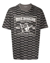T-shirt girocollo a quadri grigia di True Religion