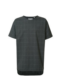 T-shirt girocollo a quadri grigio scuro