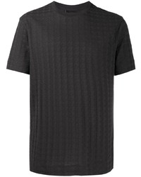 T-shirt girocollo a quadri grigio scuro di Emporio Armani