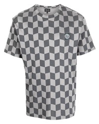 T-shirt girocollo a quadri grigio scuro di Giorgio Armani