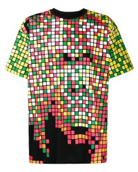 T-shirt girocollo a quadri multicolore