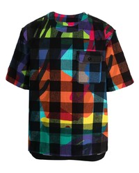 T-shirt girocollo a quadri multicolore di Sacai