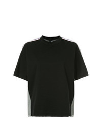 T-shirt girocollo a quadri nera