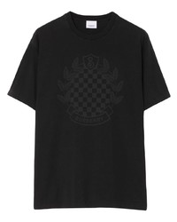 T-shirt girocollo a quadri nera di Burberry
