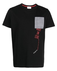 T-shirt girocollo a quadri nera di Ports V