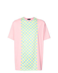 T-shirt girocollo a quadri rosa