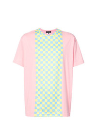 T-shirt girocollo a quadri rosa di Comme Des Garcons Homme Plus