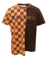 T-shirt girocollo a quadri terracotta di JW Anderson