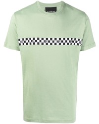 T-shirt girocollo a quadri verde menta di John Richmond