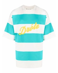 T-shirt girocollo a righe orizzontali acqua di Drôle De Monsieur