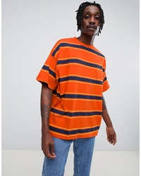 T-shirt girocollo a righe orizzontali arancione di ASOS DESIGN