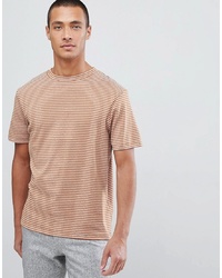 T-shirt girocollo a righe orizzontali arancione di Selected Homme